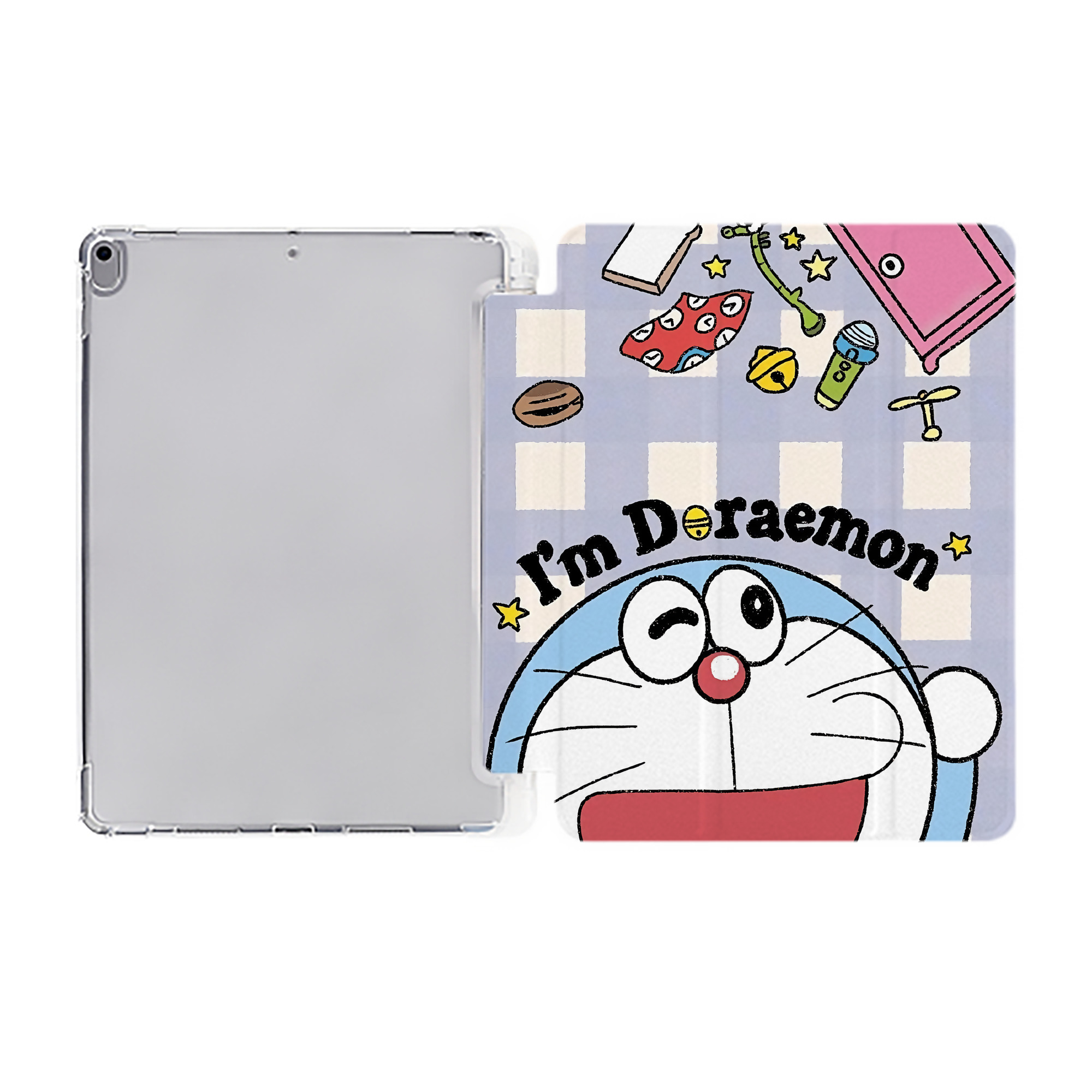 （画像用） ドラえもん Doraemon IPad ケース ペン収納付き 三つ折りスタンド PUレザー×シリコン 対応機種9.5/10.5/10.9インチ